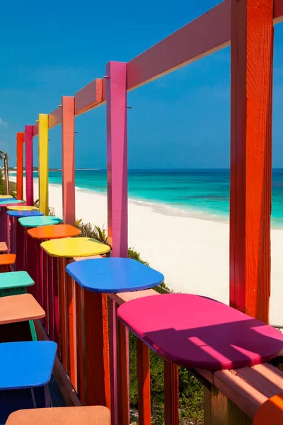 Bahamas Semester Färgglada Traditionella Resort Beach Bar Karibien Strand Linje — Stockfoto