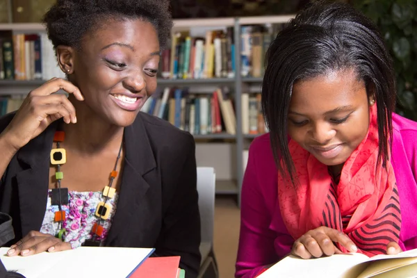 African American Students Playful in the Library — Stock Photo, Image