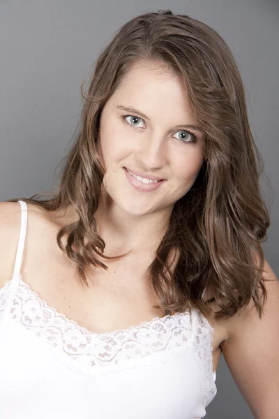 Beautiful young Woman wearing a white tshirt — Stock Photo, Image