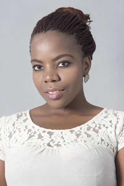 Young Black Woman in her work clothes — Stock Photo, Image