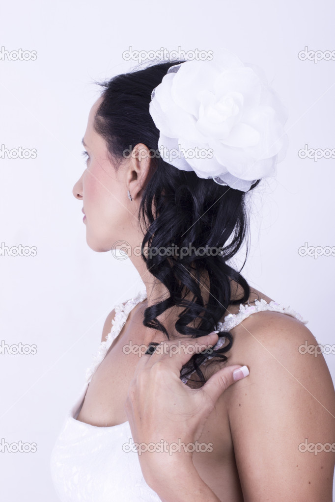 Curly shower bride massage