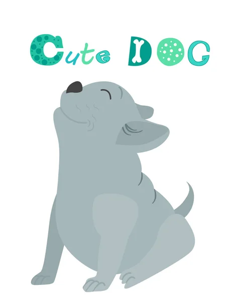 Caráter Vetor Cão Desenhos Animados Personagem Bulldog Estilo Plano —  Vetores de Stock