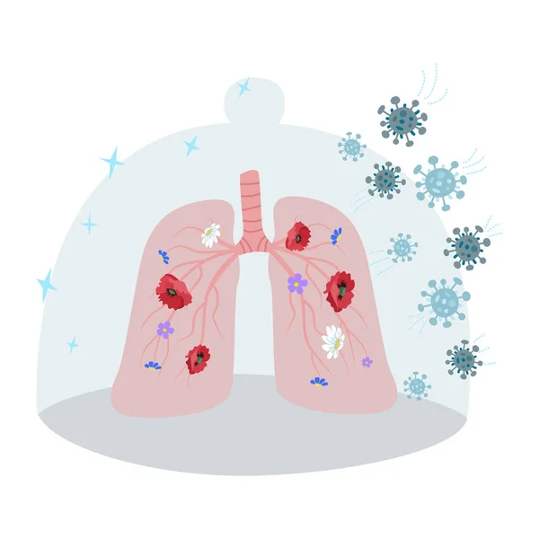 Polmoni Umani Concetto Sul Tema Dei Polmoni Sani Negli Esseri — Vettoriale Stock