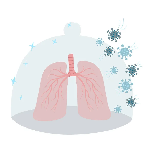Protezione Polmonare Semplice Illustrazione Vettoriale Protezione Contro Virus Raffreddori Influenza — Vettoriale Stock