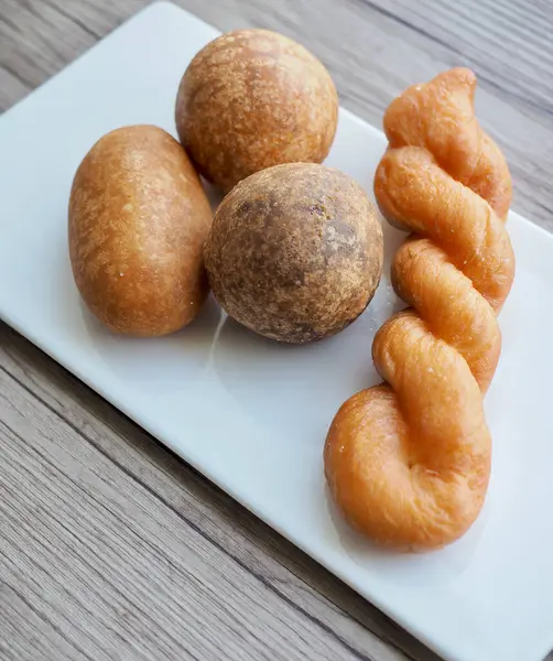 Aziatisch Voedsel Lijm Rijst Donuts Gedraaide Brood Stick — Stockfoto