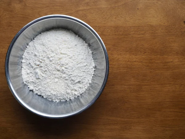 White Flour Stainless Steel Bowl — стоковое фото