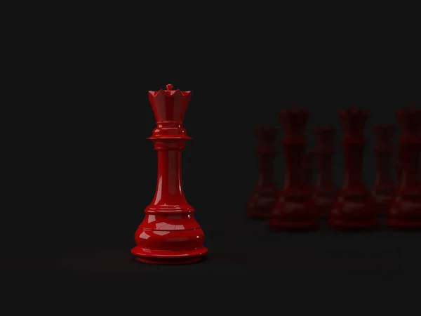 Destaque Red Queen Chess Fundo Preto Boneca Xadrez Ideia Negócio — Fotografia de Stock