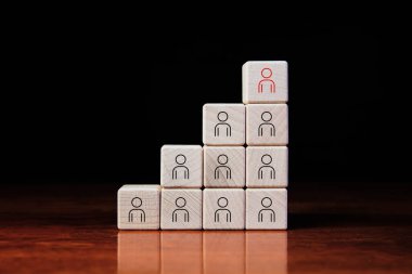 İnsan Kaynakları, yetenek yönetimi ve adam toplama konuları. Yukarıdaki merdivenlerde tahta küpler var.