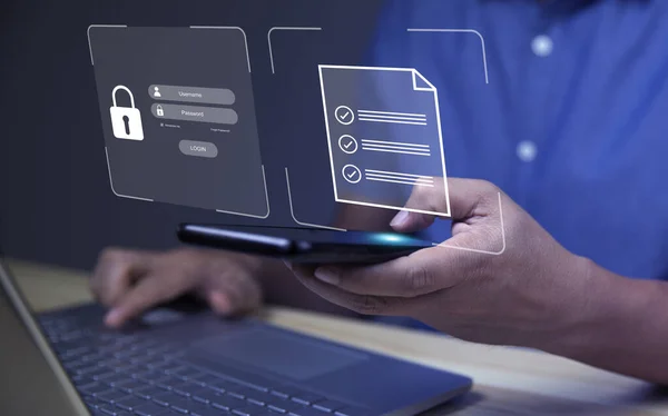 Siber güvenlik interneti ve ağ konsepti. bilgi güvenliği ve şifreleme, kullanıcının kişisel bilgilerine güvenli erişim, güvenli internet erişimi, siber güvenlik.