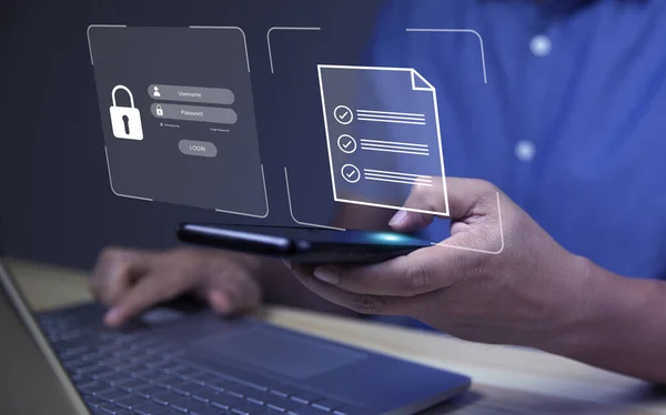 Интернет Концепция Кибербезопасности Безопасность Шифрование Информации Безопасный Доступ Личной Информации — стоковое фото
