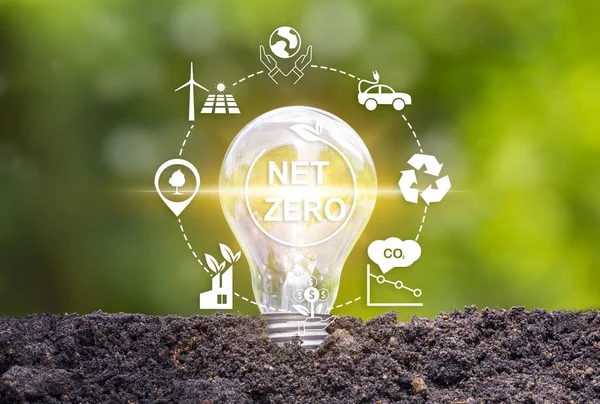 Netzero Renewable Energy Icon Carbon Dioxide Emissions Reduction Environmentally Friendly — Fotografia de Stock