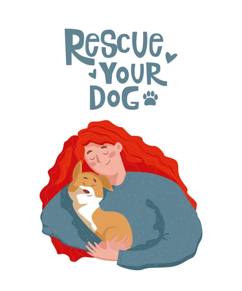 Rescue your Dog motivational quote. Adopted concept — Stock Vector