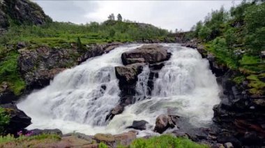 One of Norways largest waterfalls on the way from Hardangervidda