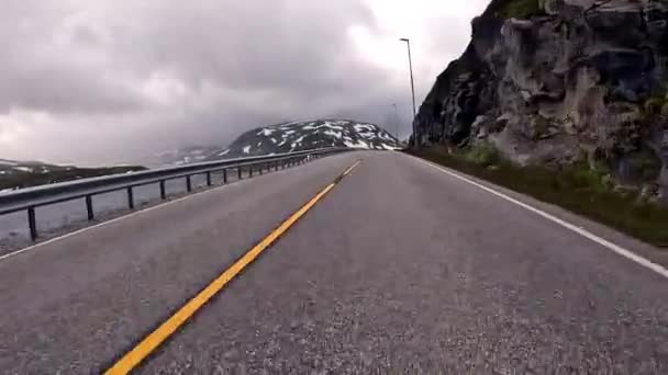 First Person Drive Nordic Two Lane Road Mountains — ストック動画