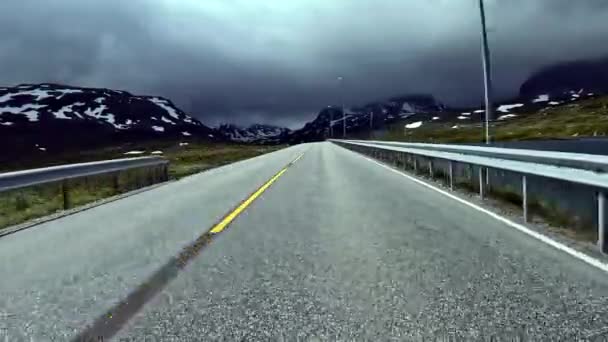 First Person Drive Nordic Two Lane Road Mountains — Video