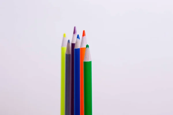 Pencils White Background Wooden Pencils Colored Pencils — Fotografia de Stock