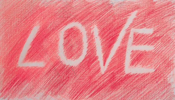 Red Colored Pencil Background Background Inscription Love — Stock Photo, Image