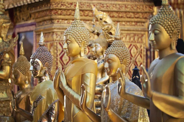 Row of gold Buddhas — Stock Photo, Image