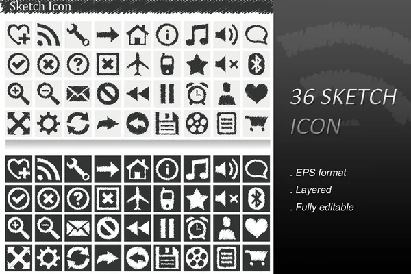 36 Icono de boceto — Vector de stock