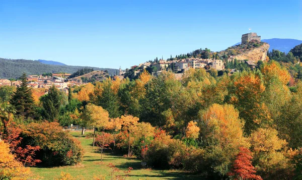 Herbstliche Farben Vor Dem Provenzalischen Dorf Vaison Romaine — Stockfoto