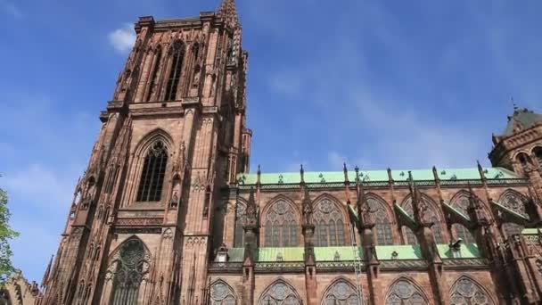 Gothic Style Cathedral Notre Dame Strasbourg Alsace — 비디오