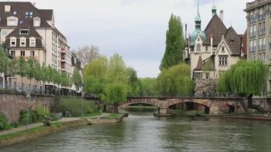 The Saint Etienne bridge over the Ill and the pontonniers high school in Strasboug. France.