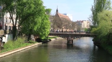 The Saint Etienne bridge over the Ill and the pontonniers high school in Strasboug. France.