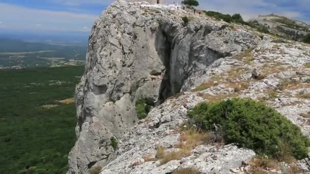 Chapel Rocky Summit Sainte Baume Mountain Provence — Stok video