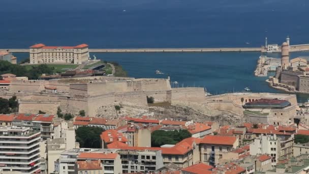 Fort Saint Nicolas Palácio Pharo Perto Antigo Porto Marselha — Vídeo de Stock