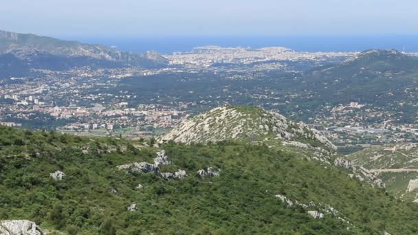Hügel Und Küste Der Stadt Marseille Mit Blick Auf Das — Stockvideo