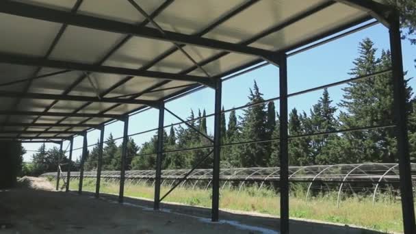 Industrial Shed Made Steel Beams Construction — Stockvideo
