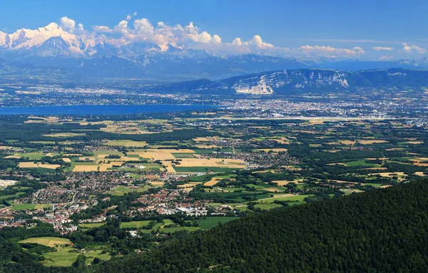 Aerial Panoramic View Geneva Site Shores Lake Geneva — Φωτογραφία Αρχείου