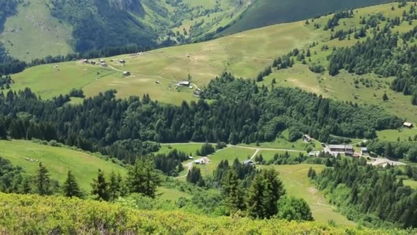 Aerial View Valley Ski Resort Morzine Avoriaz — Stock video