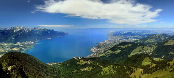 Aerial View Eastern End Lake Geneva Rocks Naye Switzerland — Stockfoto
