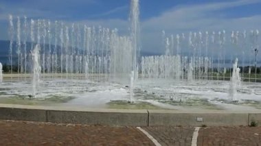 Jet d'eau and basin at Thonon-les-Bains, on the shores of Lake Geneva.
