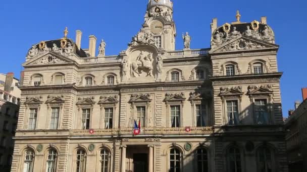 Facade Lyon City Hall Place Comdie — Vídeo de stock