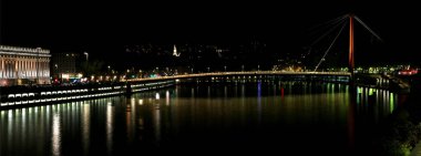 La Saone by night, at the foot of the Fourviere hill in Lyon.