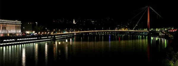 Saone Night Foot Fourviere Hill Lyon — Stock Photo, Image