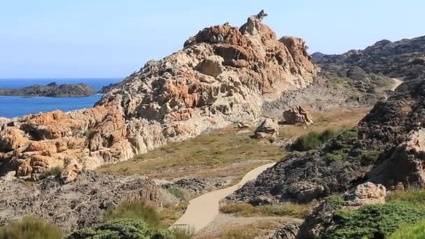 Rocks Shaped Erosion Cap Creus Catalonia Cadaques — ストック動画