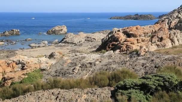 Rocks Shaped Erosion Cap Creus Catalonia Cadaques — Stock Video