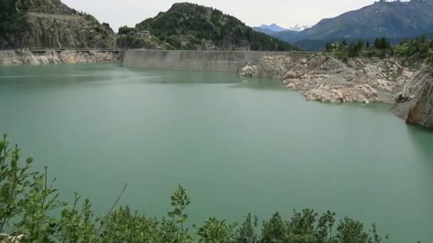 View Lac Emosson Dam Mountains Valais Switzerland – Stock-video