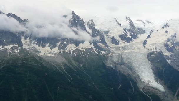 Горный Массив Монблан Ледник Боссонс Зимой — стоковое видео