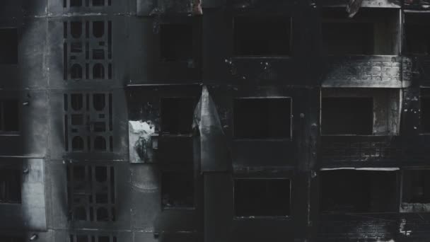 War Ukraine Drone Takes Shows Burned Apartments Apartment Building Borodyanka — Video