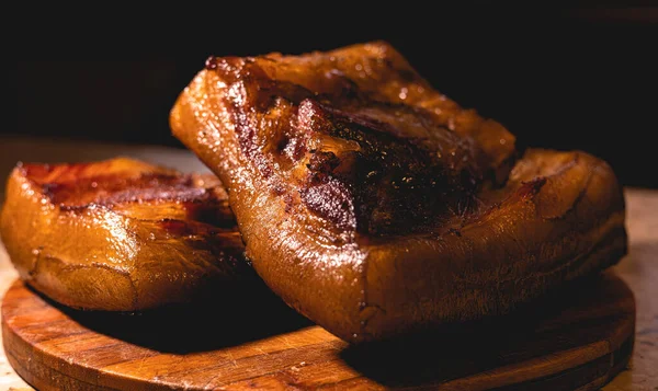 Ukrainian Cuisine Smoked Bacon Lies Table — Foto Stock
