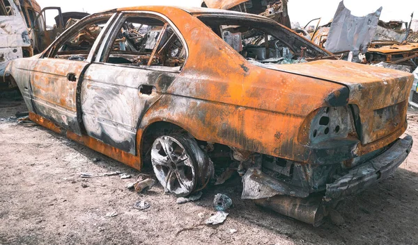 Guerre Ukraine Véhicule Blindé Russe Incendié Périphérie Irpin Région Kiev — Photo