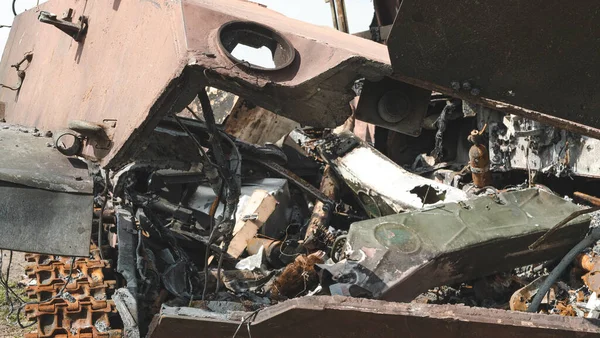 War Ukraine Torn Mtlb Explosion Completely Destroyed Mtlb — Stockfoto