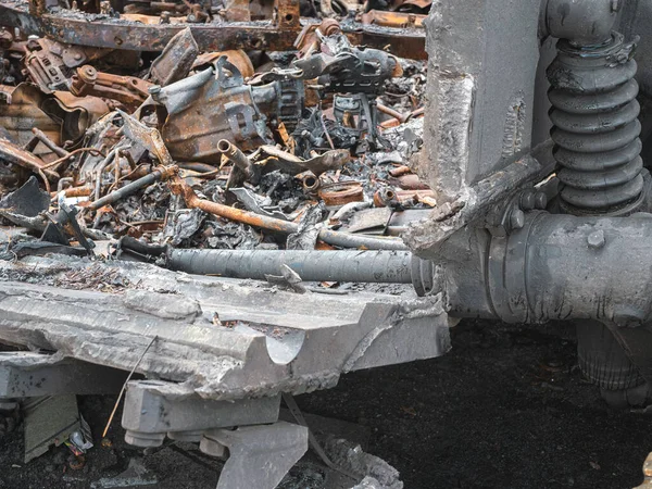 The war in Ukraine, a tank blown up, a tank armor torn by an explosion