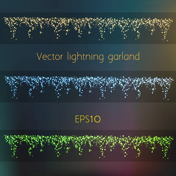 Διάνυσμα αστραπή Γιρλάντα σε τρία διαφορετικά χρώματα Εικονογράφηση Αρχείου