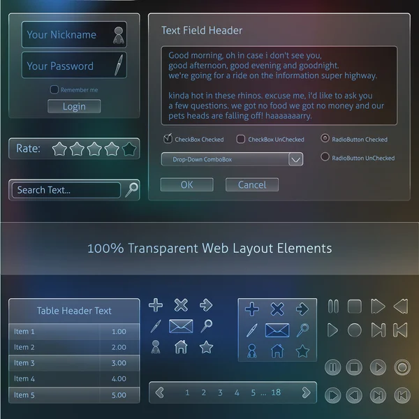 Transparent Web design Fields templates Vector Graphics