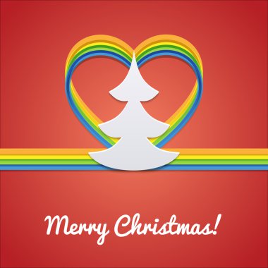 Yılbaşı kartında Noel ağacı var.